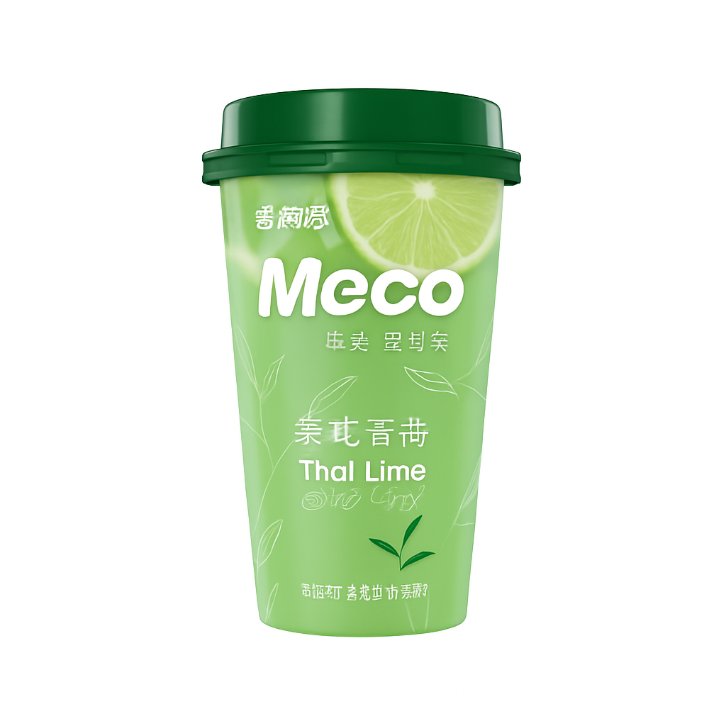 Mei Wei: Chá de Frutas Thai Lime（泰式青柠）- Meco 400ml - Embalagem em Fundo Branco