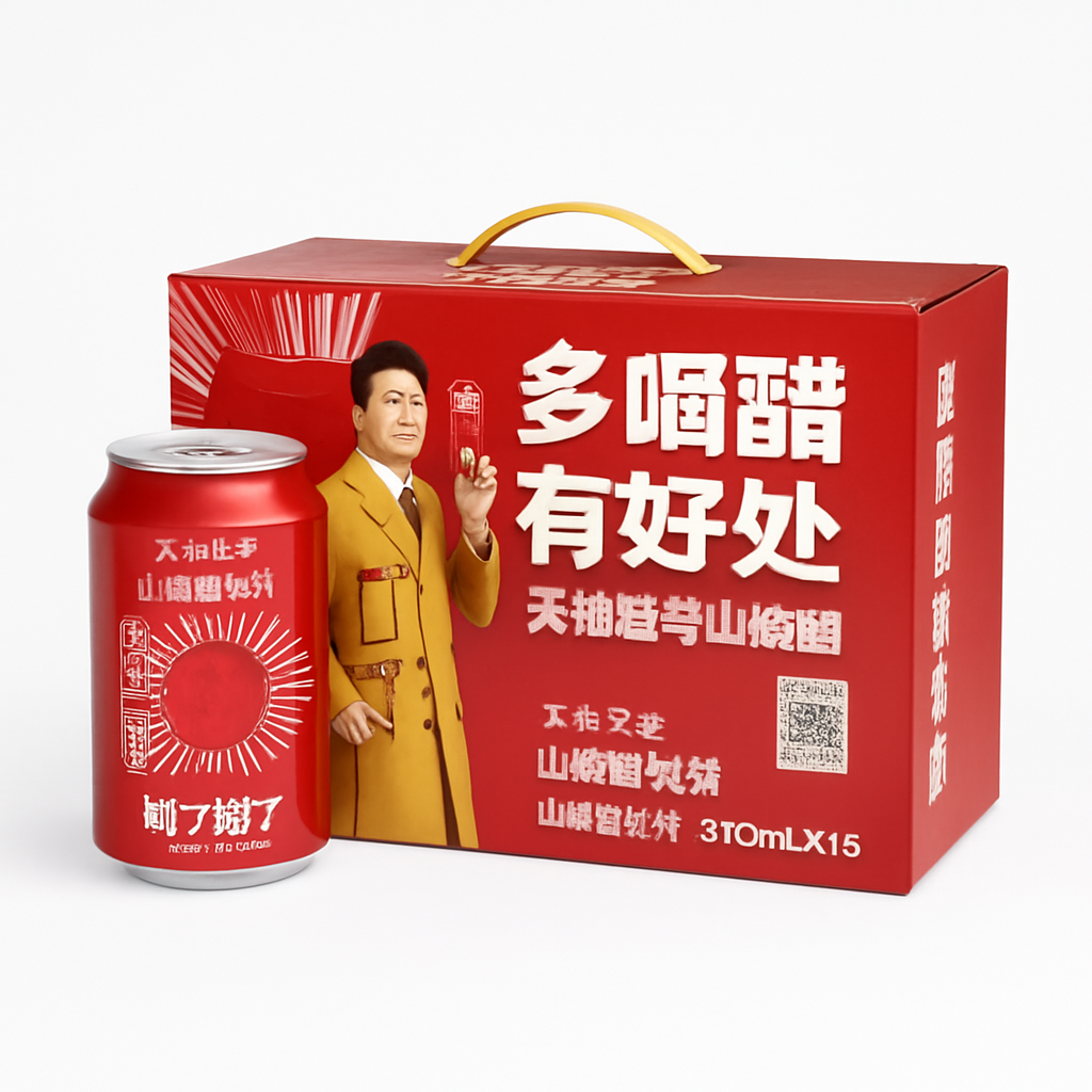 Mei Wei: Bebida de Vinagre de Espinheiro（天地壹号山楂醋）- Tiandi Yihao 310ml - Embalagem em Fundo Branco