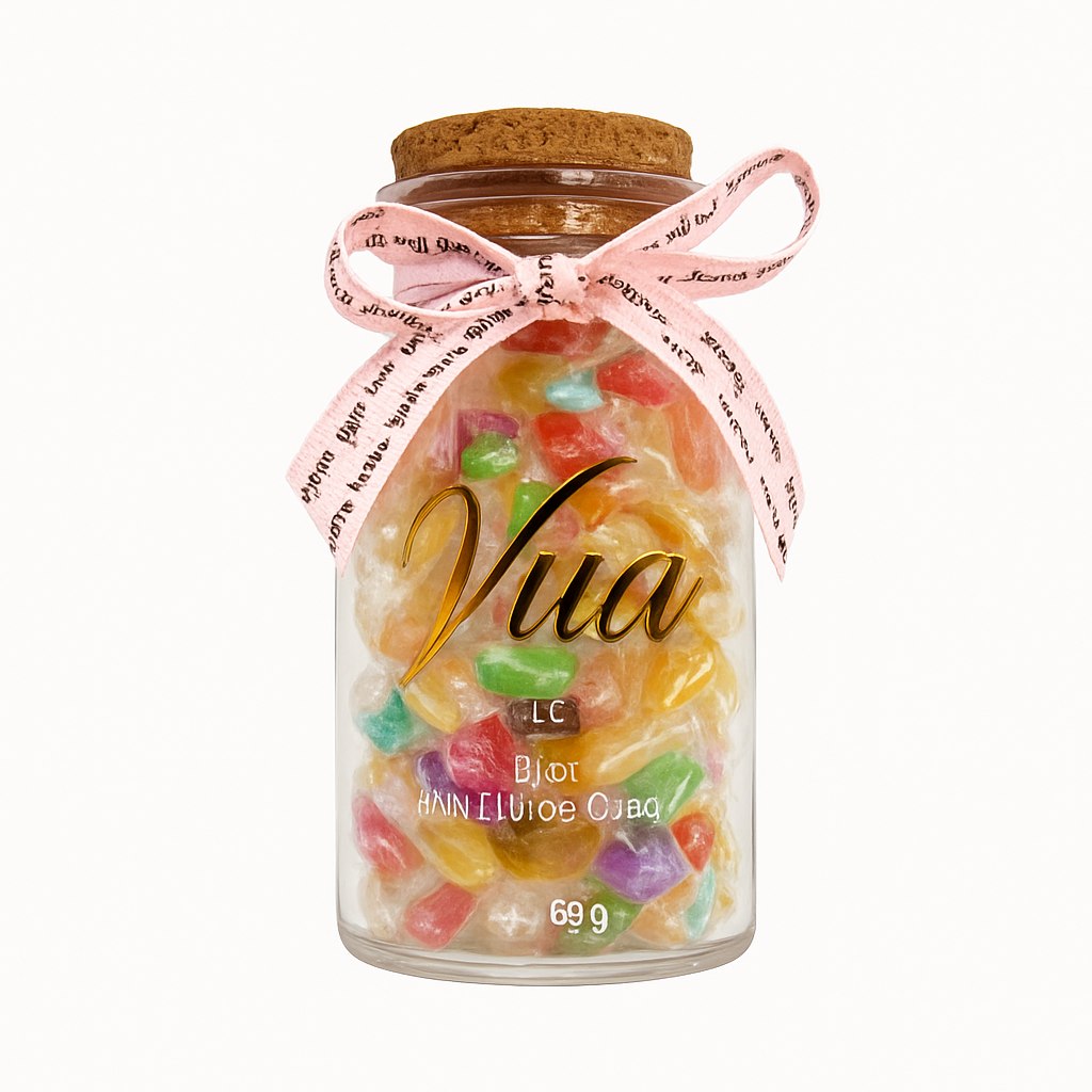 Mei Wei: Bala de Frutas em Pote Decorativo（心语心愿果汁糖）- Qifeng 80g - Embalagem em Fundo Branco