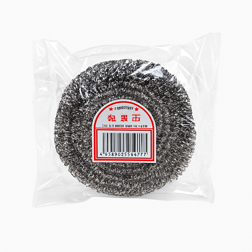Mei Wei: Esponja de Aço Inox（钢丝球）- Jia Jie Wang 30g - Embalagem em Fundo Branco