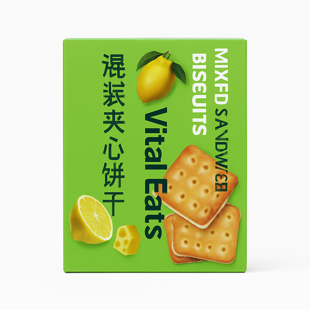 Mei Wei: Biscoito Sanduíche Sabores Variados（미니 샌드위치 쿠키）- Vital Eats 150g - Embalagem em Fundo Branco