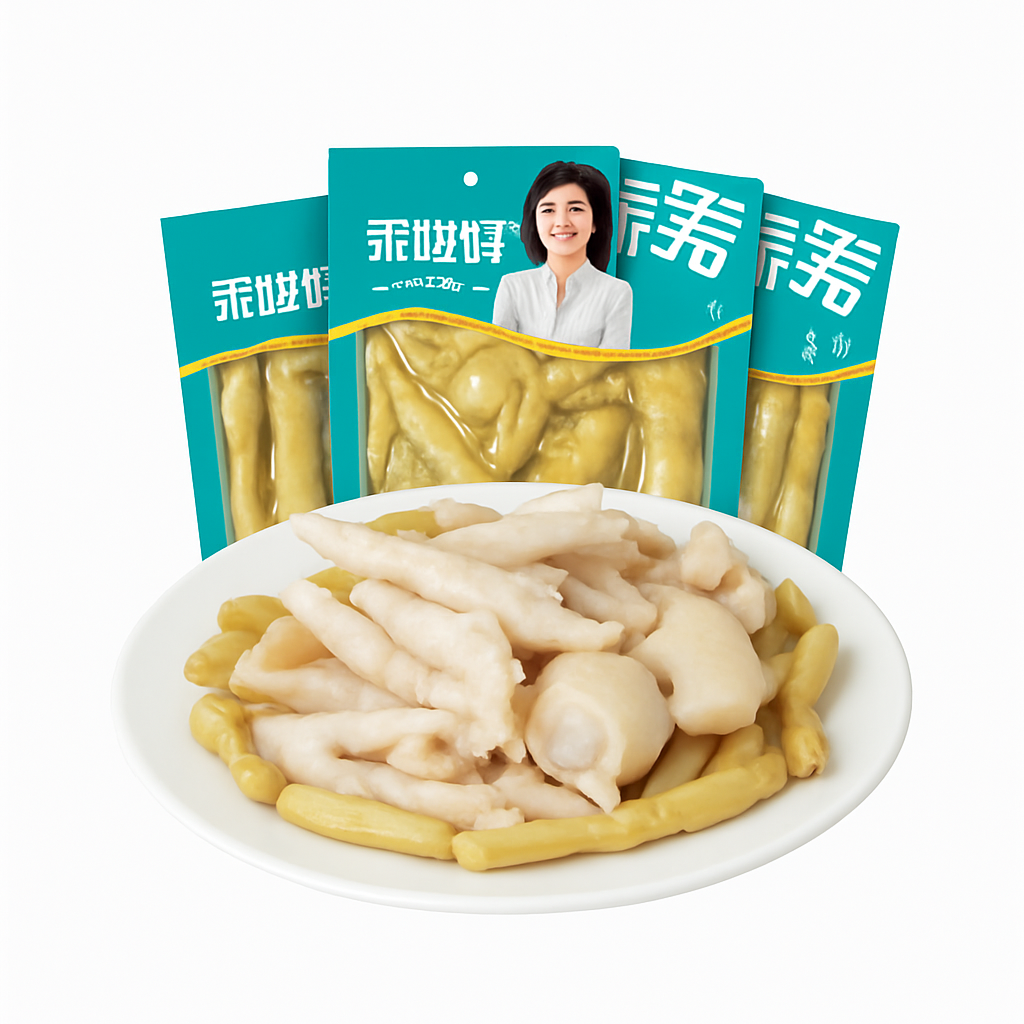 Mei Wei: Pés de Frango com Pimenta de Sichuan（乖媳妇山椒凤爪）- Guai Xifu 160g - Embalagem em Fundo Branco