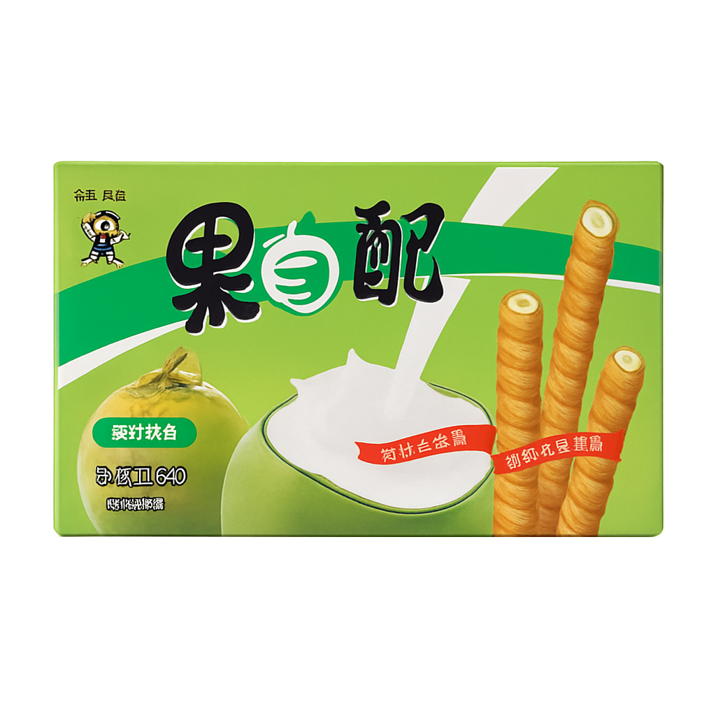 Mei Wei: Biscoito Black & White Sabor Coco（旺旺黑白配椰奶味）- Want Want 60g - Embalagem em Fundo Branco