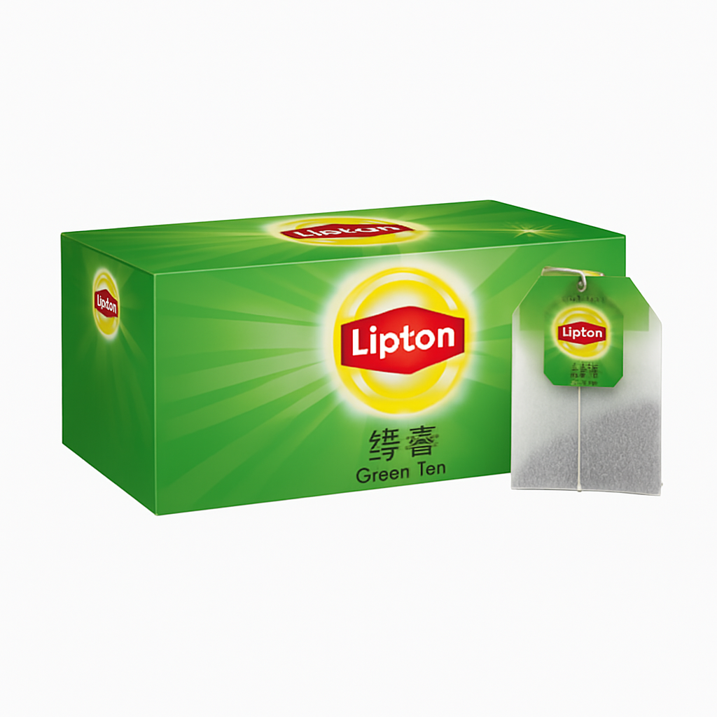 Mei Wei: Chá Verde（绿茶）- Lipton 100g - Embalagem em Fundo Branco