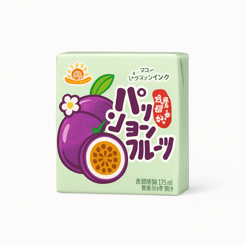Mei Wei: Suco de Maracujá（百香果汁）- Yangguang Xiansheng 250ml - Embalagem em Fundo Branco