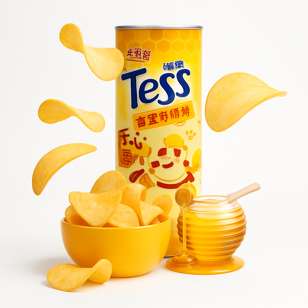 Mei Wei: Chips de Batata Sabor Mel e Manteiga（蜂蜜黄油味）- Shanghaojia 100g - Embalagem em Fundo Branco