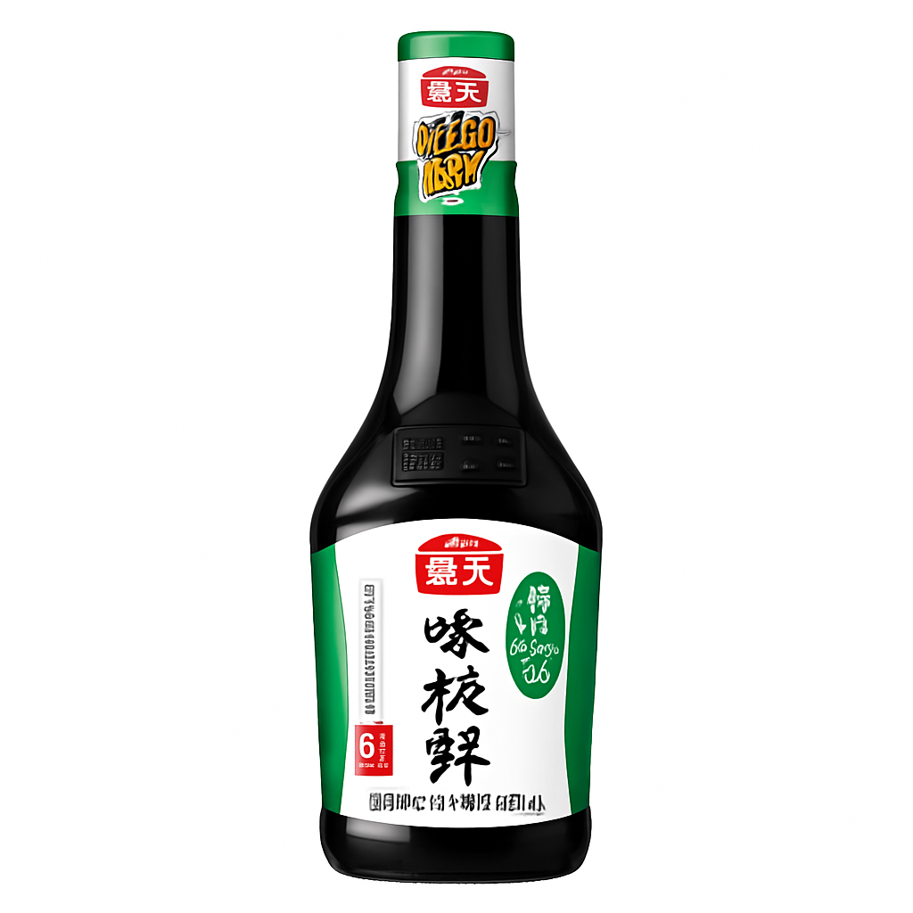 Mei Wei: Molho de Soja Light Sabor Fresco（薄盐味极鲜）- Haitian 750ml - Embalagem em Fundo Branco