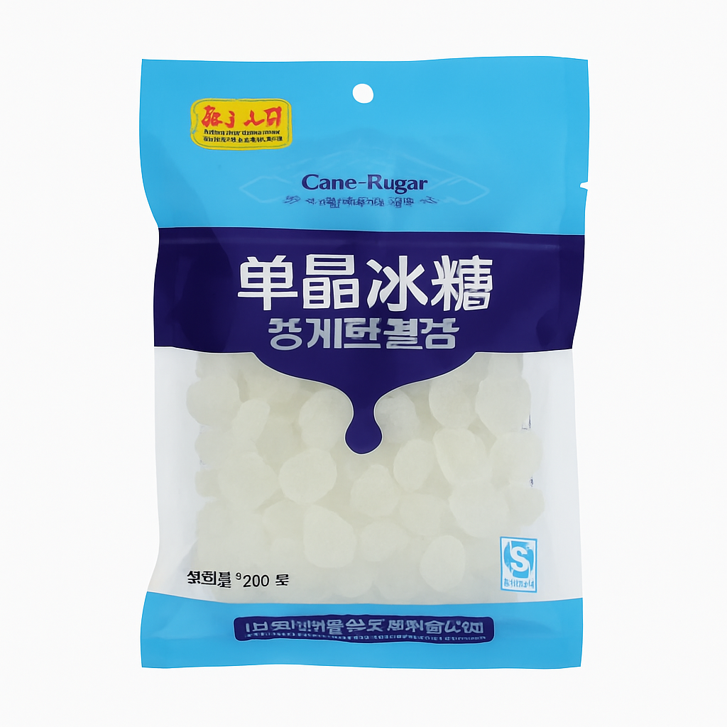 Mei Wei: Açúcar Cristal de Cana（单晶冰糖）- Fazendeiro da Montanha 320g - Embalagem em Fundo Branco
