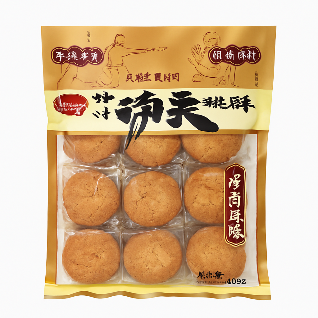 Mei Wei: Biscoito de Pêssego Kung Fu（功夫桃酥）- Amorous 400g - Embalagem em Fundo Branco