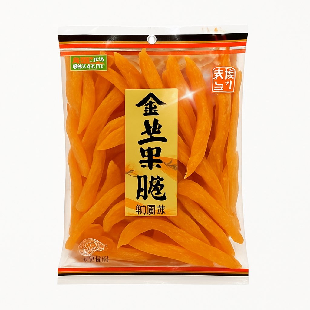 Mei Wei: Batata Doce Cristalizada（金丝果脯）- 190g - Embalagem em Fundo Branco