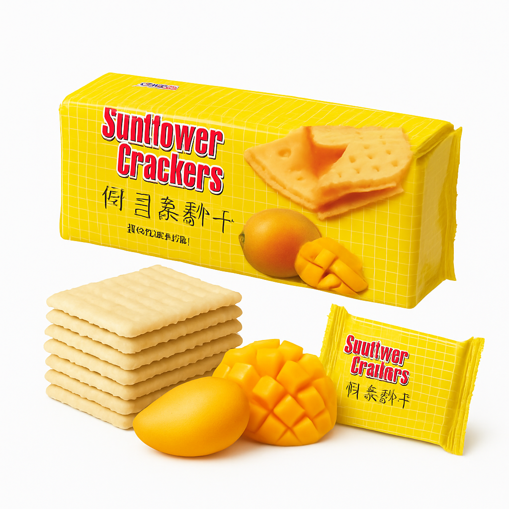 Mei Wei: Biscoito Recheado de Manga（向日葵夹心）- Sunflower 270g - Embalagem em Fundo Branco