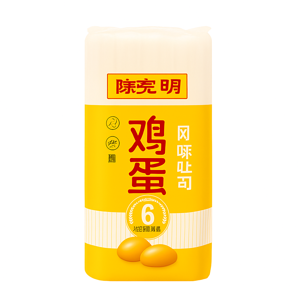 Mei Wei: Macarrão com Ovos（陈克明鸡蛋风味挂面）- Chen Keming 800g - Embalagem em Fundo Branco