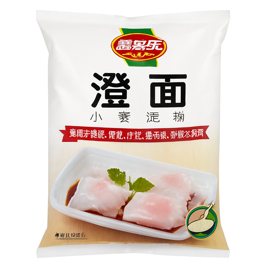 Mei Wei: Farinha de Trigo澄面（澄面）- Xi Jiale 500g - Embalagem em Fundo Branco