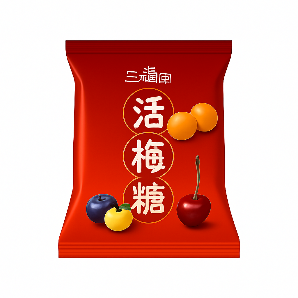 Mei Wei: Bala de Ameixa（话梅糖）- Oishi 100g - Embalagem em Fundo Branco