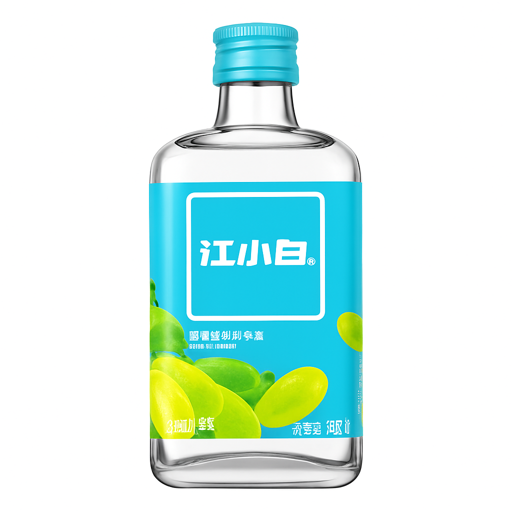 Mei Wei: Licor de Uva Branca（果立方白葡萄味）- Jiangxiaobai 168ml - Embalagem em Fundo Branco