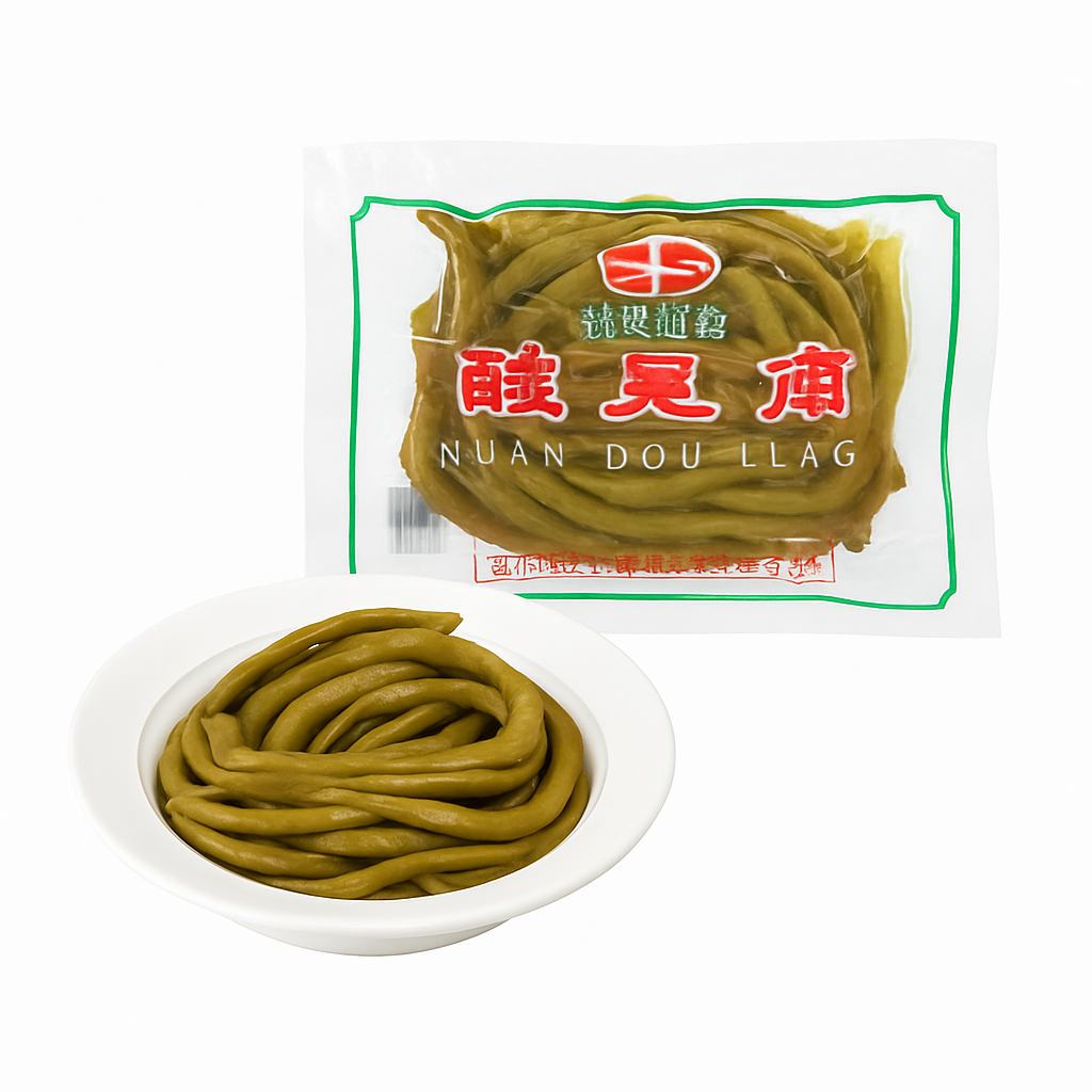 Mei Wei: Feijão Verde em Conserva Azedo（酸豆角）- Weishun 250g - Embalagem em Fundo Branco