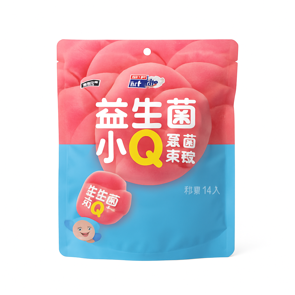 Mei Wei: Gelatina Probiótica de Pêssego （益生菌小Q桃味果冻） - 280g - Embalagem em Fundo Branco