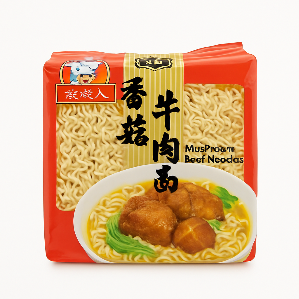 Mei Wei: Miojo de Carne com Shiitake（麦老大香菇牛肉面）- WaiYeeFong 600g - Embalagem em Fundo Branco