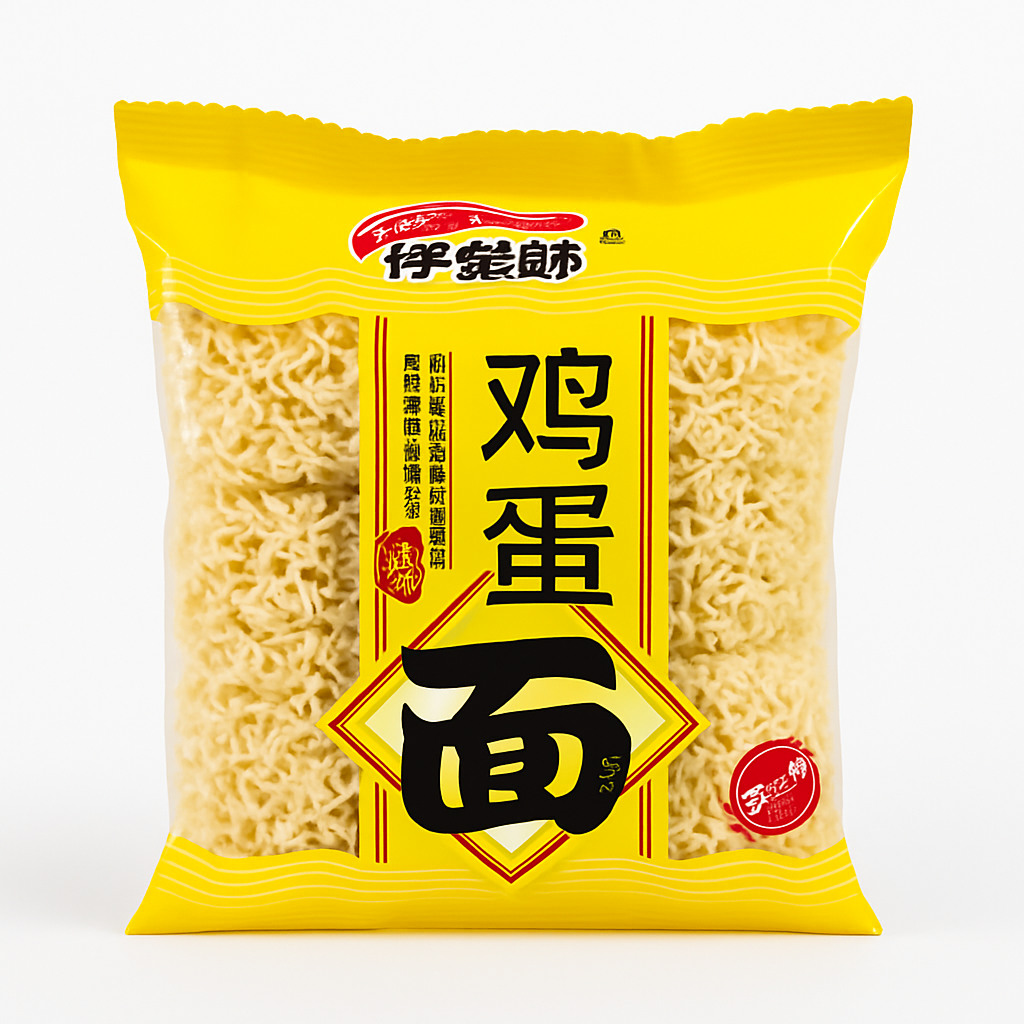 Mei Wei: Macarrão de Ovos（鸡蛋面）- Yimeyuan 700g - Embalagem em Fundo Branco