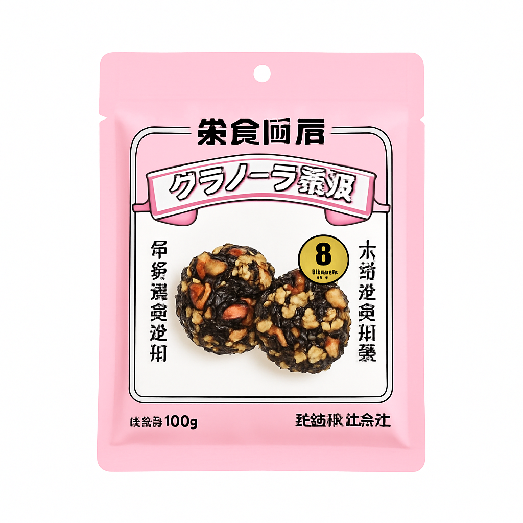 Mei Wei: Bolinha de Gergelim Preto com Tâmara e Noz（老金魔方黑芝麻丸）- Laojin 150g - Embalagem em Fundo Branco