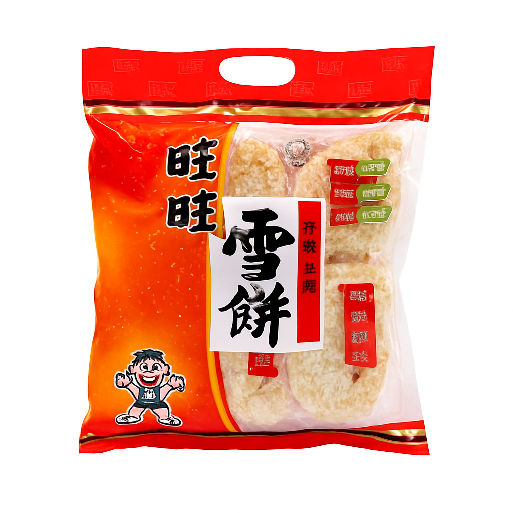 Mei Wei: Biscoito de Arroz（旺旺雪饼）- Want Want 258g - Embalagem em Fundo Branco