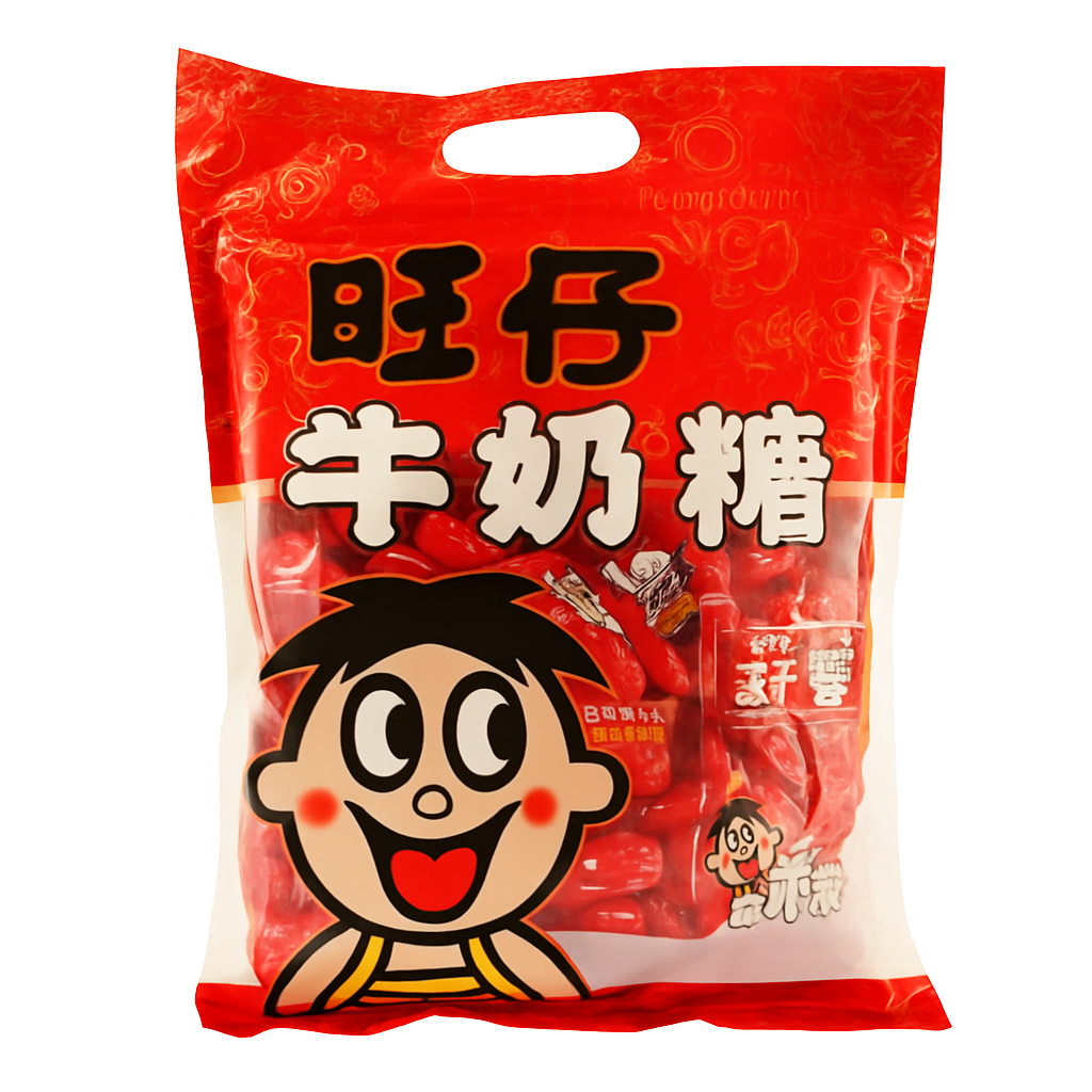 Mei Wei: Bala de Leite（旺仔牛奶糖）- Want Want 318g - Embalagem em Fundo Branco