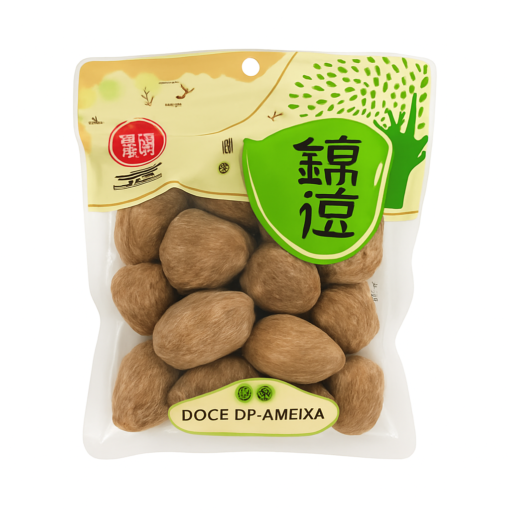 Mei Wei: Doce de Ameixa（蜜枣）- Shuang Yan Hua 400g - Embalagem em Fundo Branco
