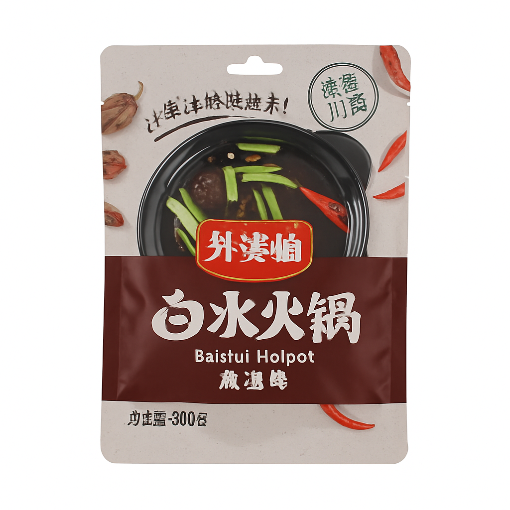 Mei Wei: Tempero para Hot Pot Estilo Avó（外婆卤卤水火锅料）- Wai Po Lu 150g - Embalagem em Fundo Branco