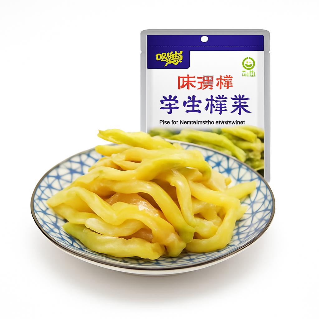 Mei Wei: Conserva de Mostarda Estudante （味聚特学生榨菜）- Wei Jute 80g - Embalagem em Fundo Branco