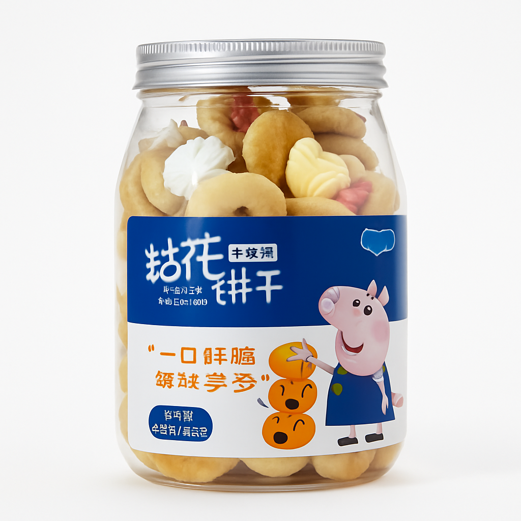Mei Wei: Biscoito Pegajoso Sabor Leite（粘花饼干）120g - Embalagem em Fundo Branco