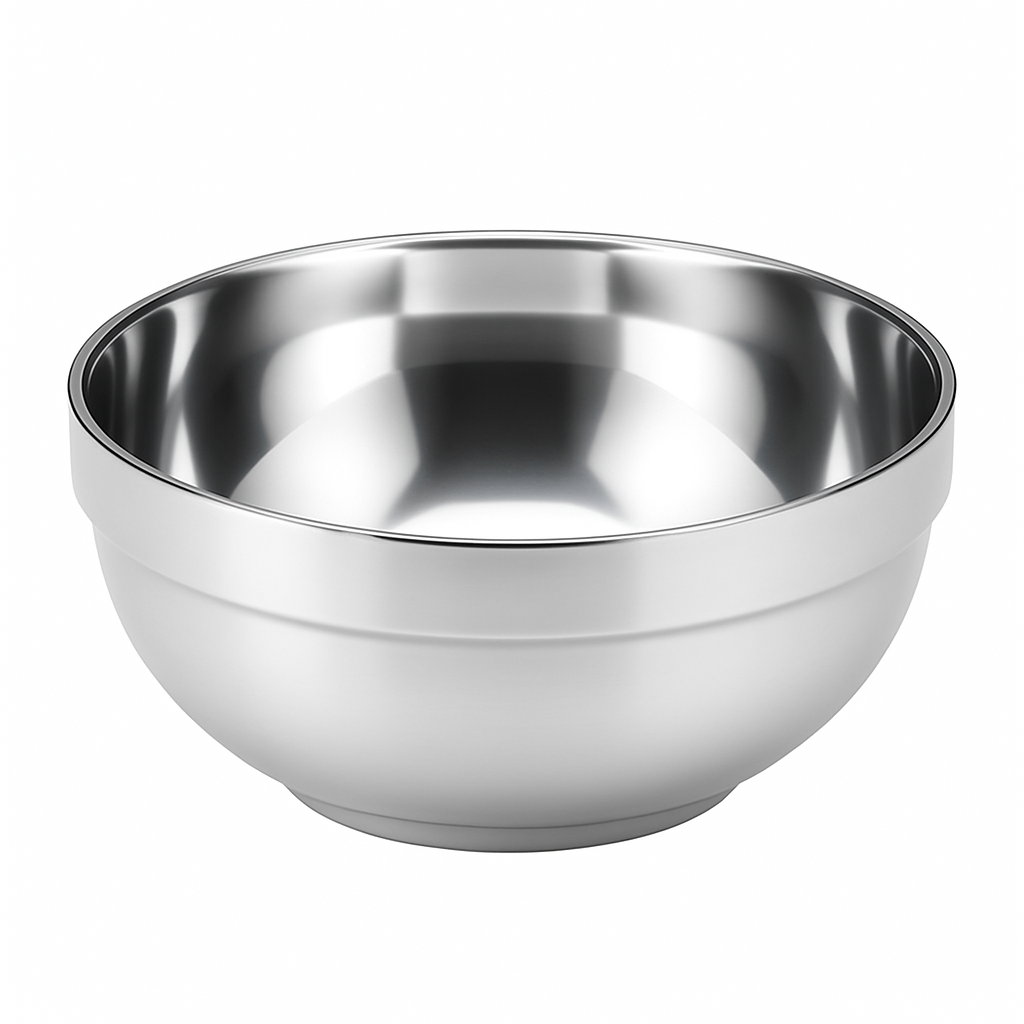 Mei Wei: Tigela de Aço Inox（刚博士铂金碗）- Qobos 13cm - Embalagem em Fundo Branco