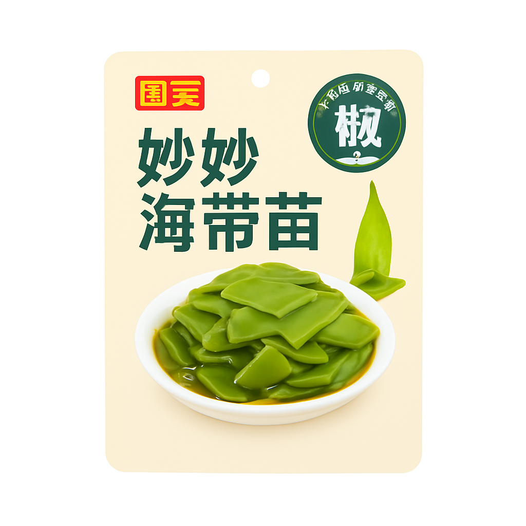 Mei Wei: Brotos de Algas Marinhas（嫩嫩海带苗）- Guosheng 60g - Embalagem em Fundo Branco