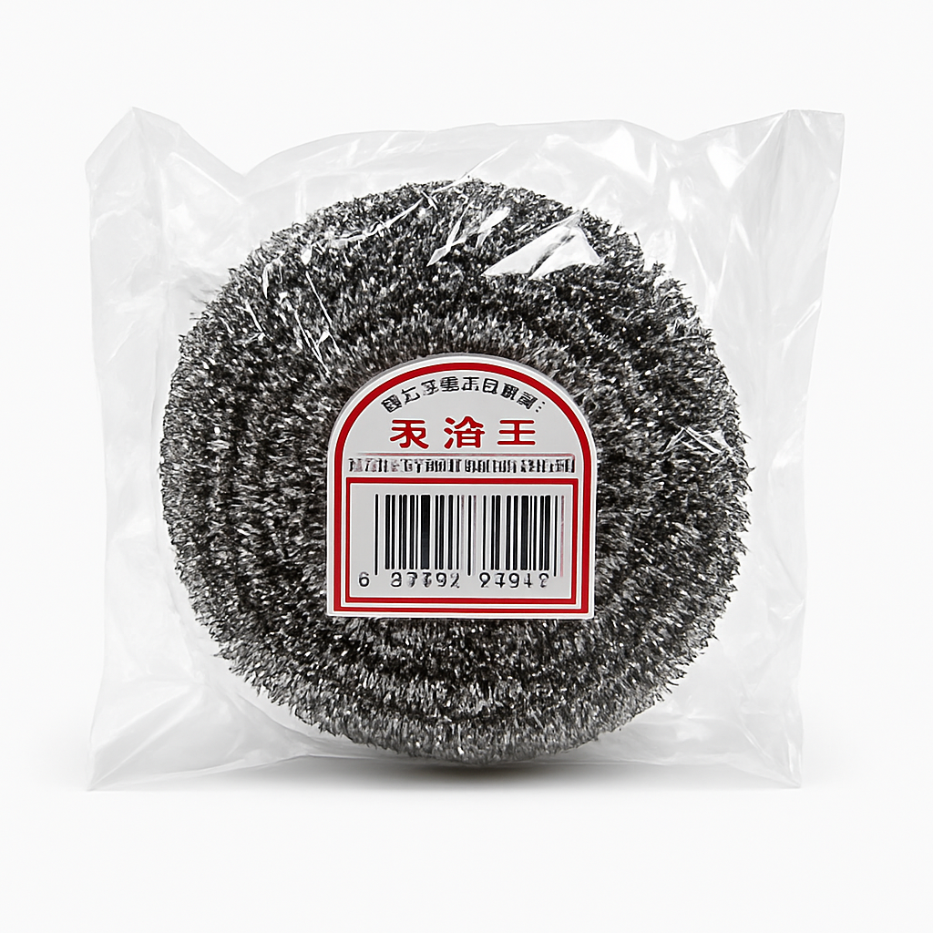 Mei Wei: Esponja de Aço Inox（钢丝球）- Jia Jie Wang 30g - Embalagem em Fundo Branco