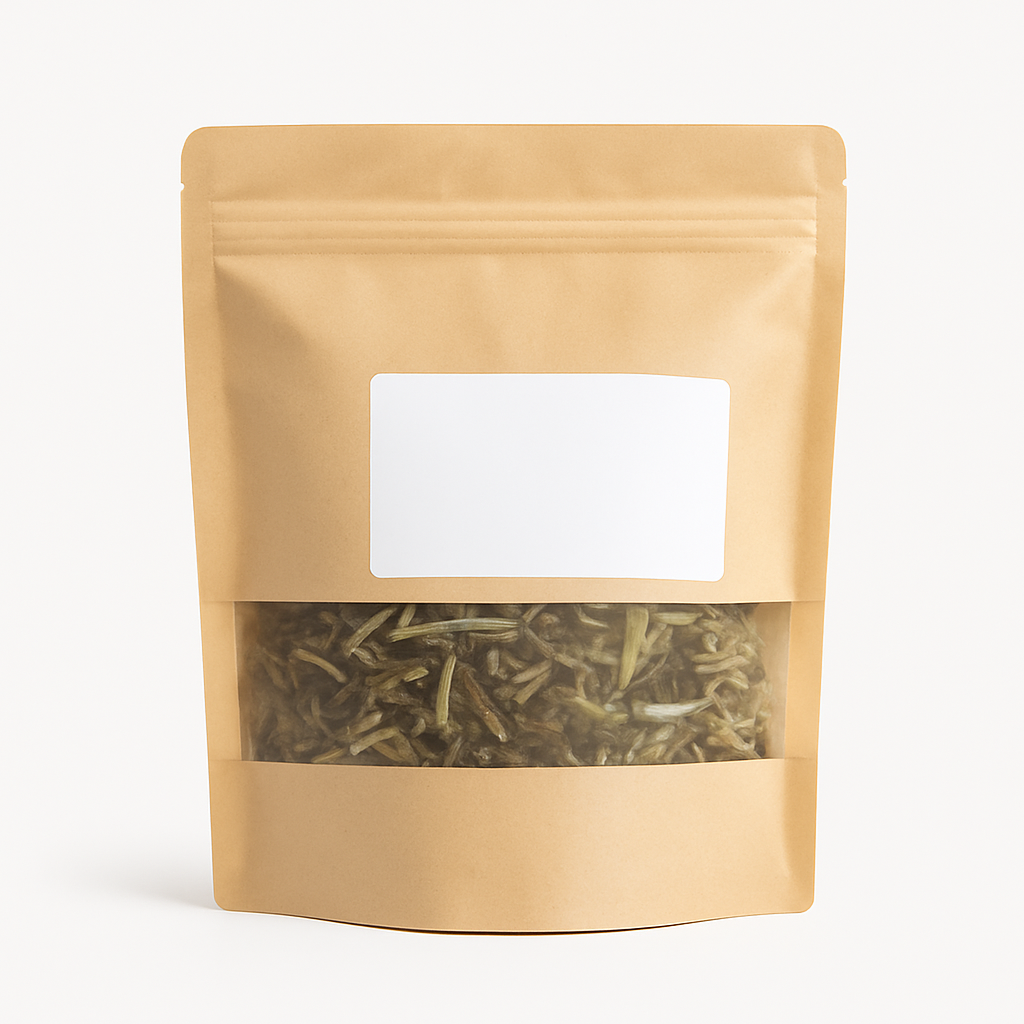 Mei Wei: Erva de Lysimachia Foenum-graecum Seca para Chá（胡芦巴叶）- 100g - Embalagem em Fundo Branco