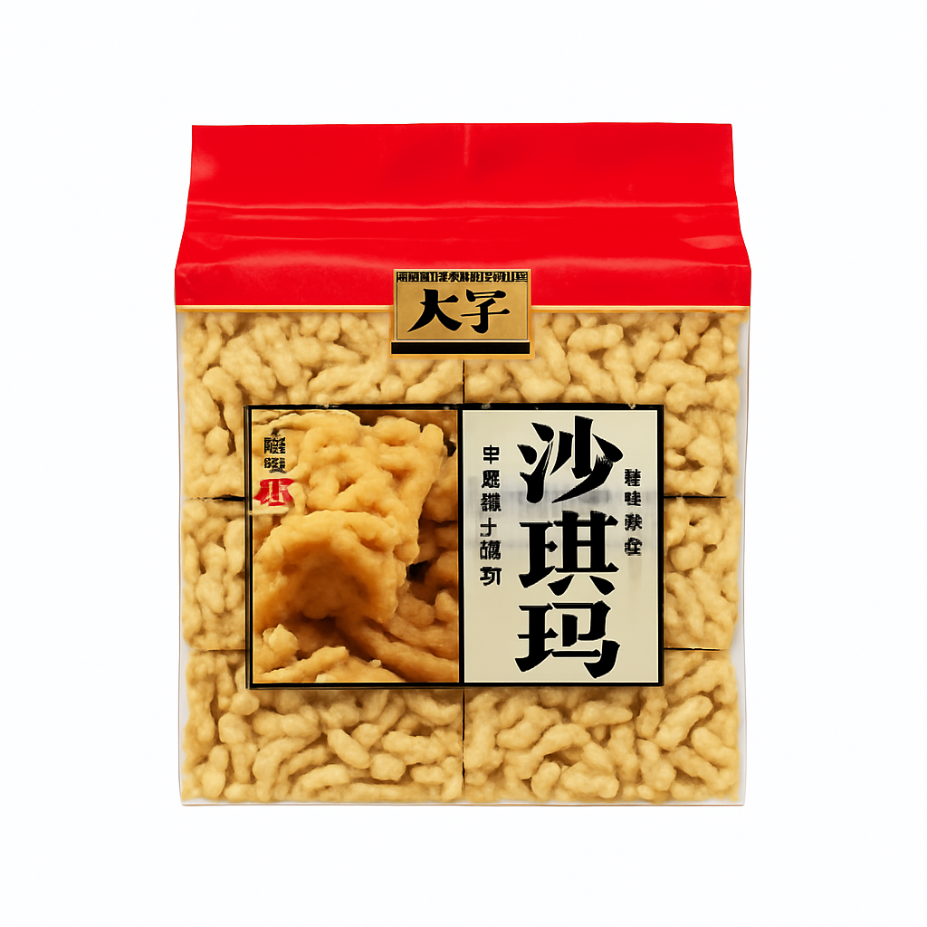 Mei Wei: Sachima de Gergelim（大宇沙琪玛）- Dayu 620g - Embalagem em Fundo Branco