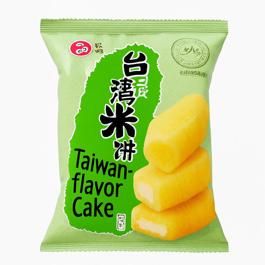 Mei Wei: Biscoito de Arroz Sabor Queijo（台湾米饼芝士味）- Seike 56g - Embalagem em Fundo Branco