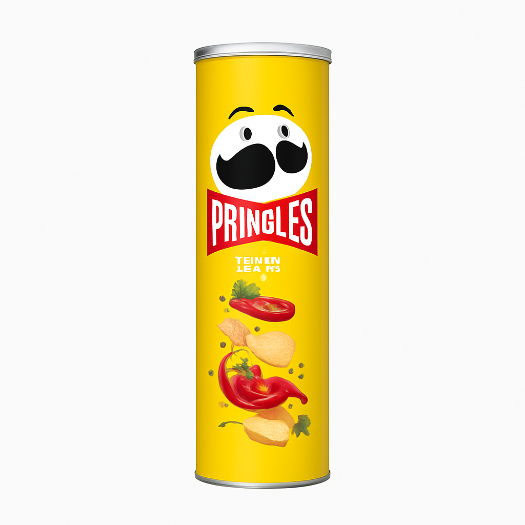 Mei Wei: Pringles Sabor Tomate（品客番茄味）- Pringles 110g - Embalagem em Fundo Branco