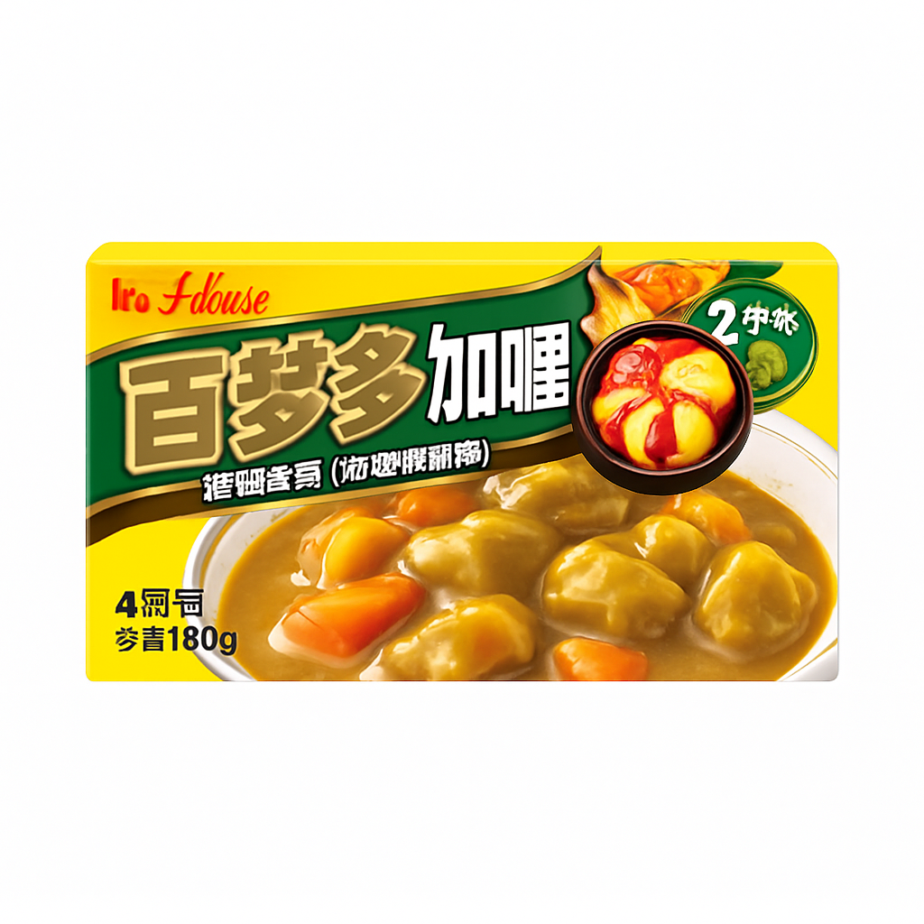 Mei Wei: Curry Japonês Suave（百梦多咖喱）- House Foods 100g - Embalagem em Fundo Branco