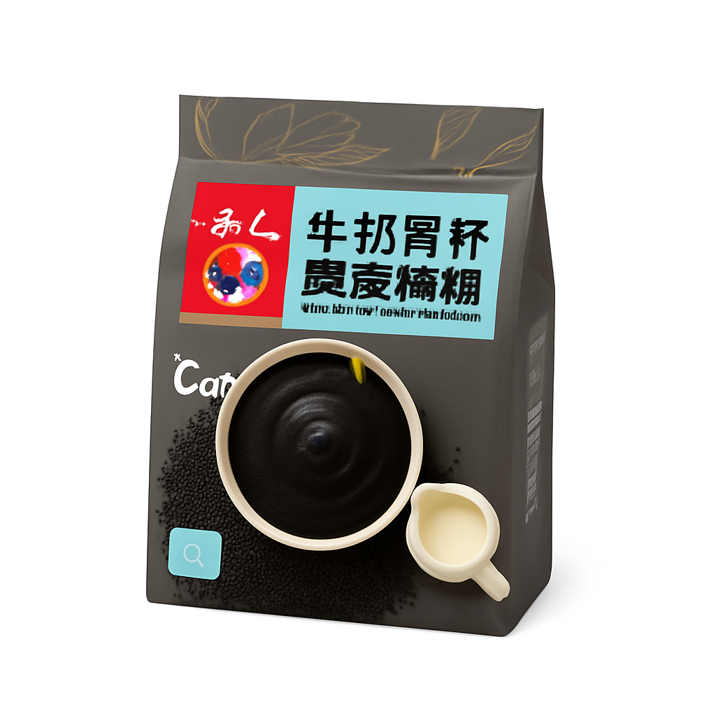 Mei Wei: Mingau de Gergelim Preto com Cálcio（牛奶高钙黑芝麻糊）- Yi Jia Ren 520g - Embalagem em Fundo Branco