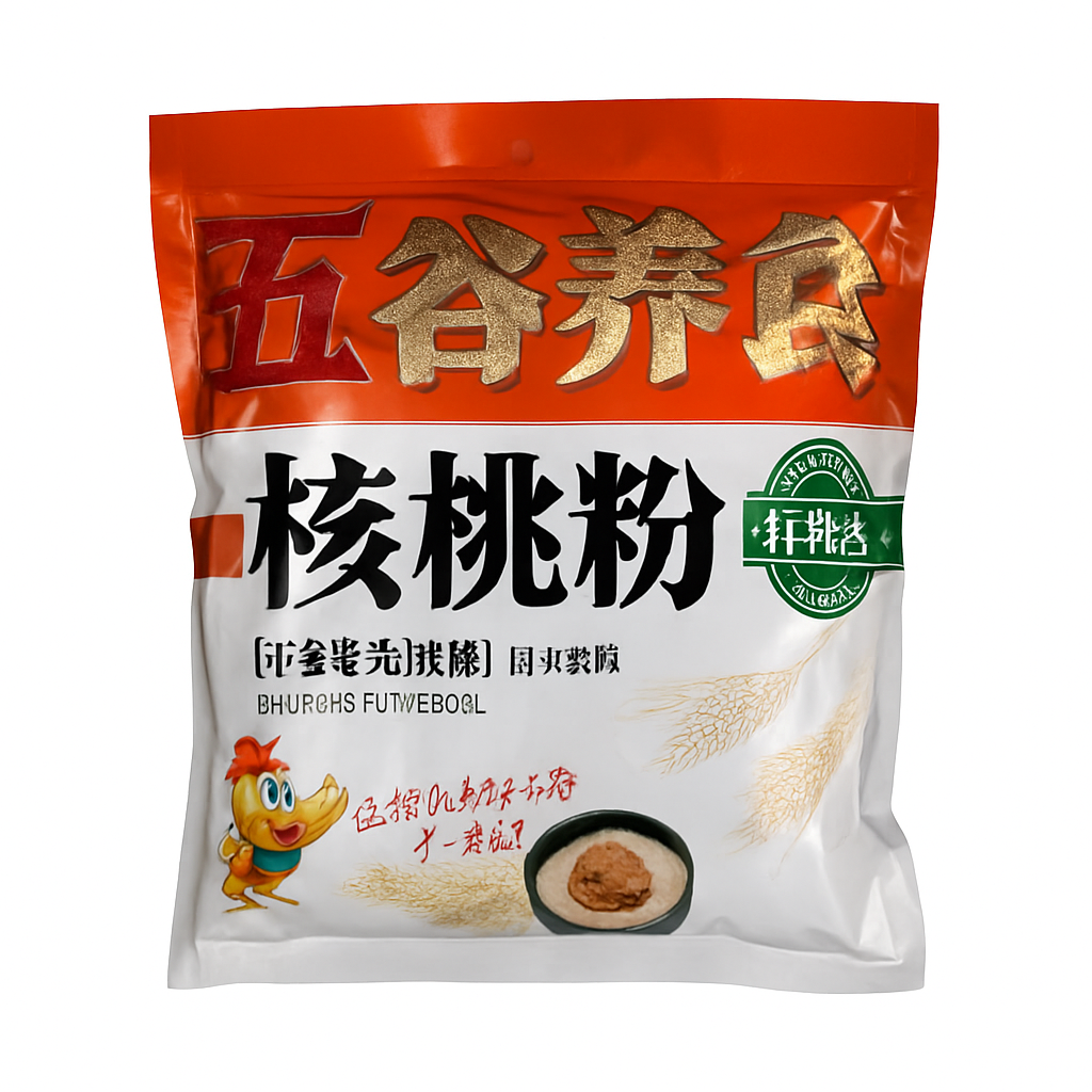 Mei Wei: Pó de Nozes Sem Açúcar（核桃粉）- Wangshi 600g - Embalagem em Fundo Branco