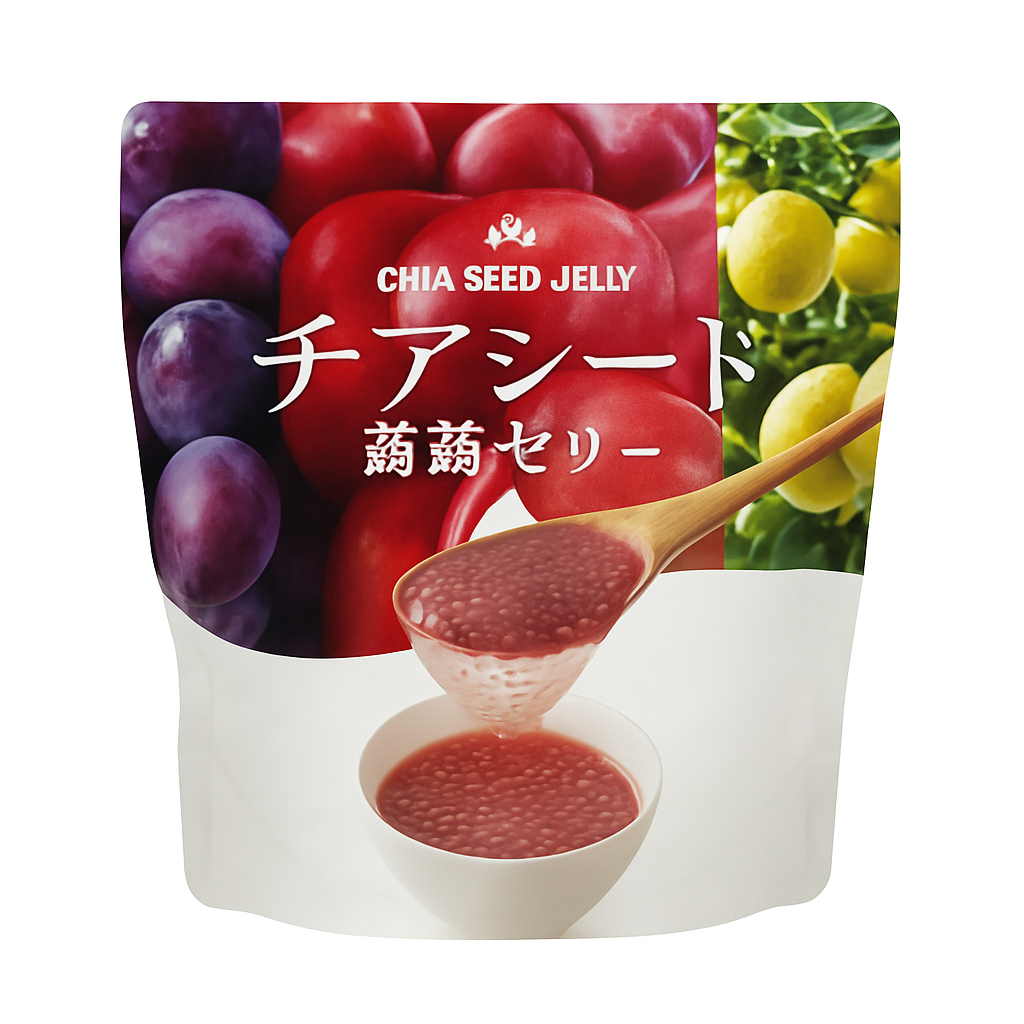 Mei Wei: Chia Seed Jelly（蒟蒻ゼリー）288g - Embalagem em Fundo Branco