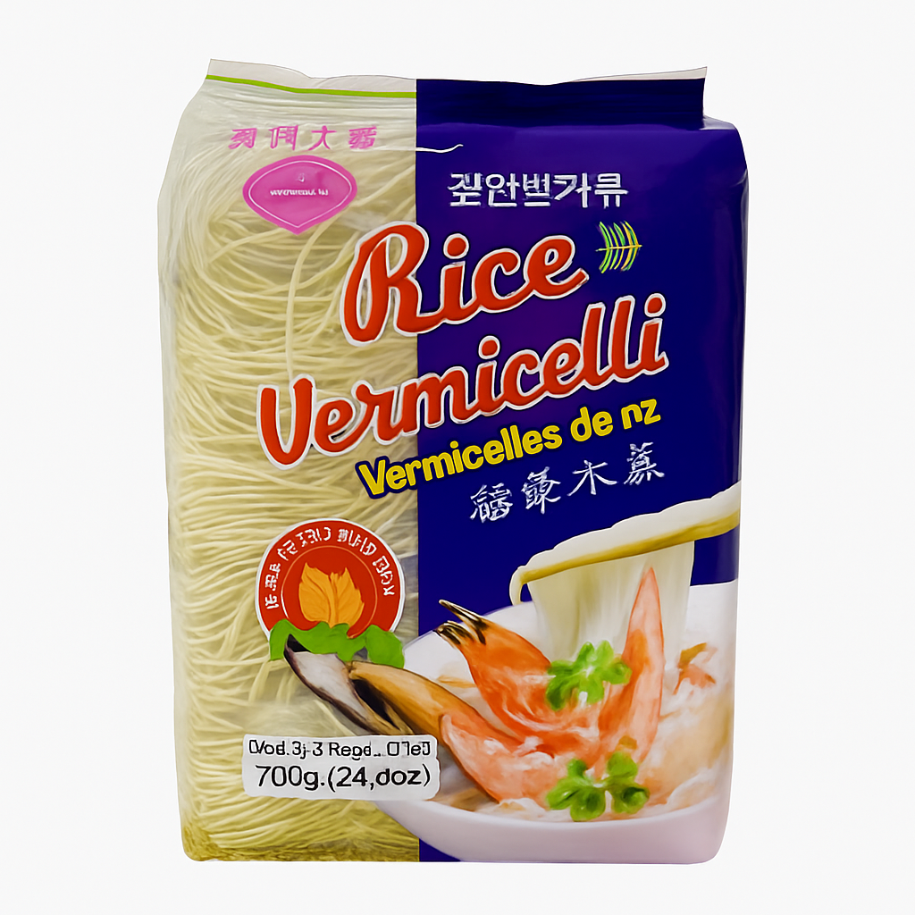 Mei Wei: Rice Vermicelli Fideos de Arroz（福建米燕）- Dongming Bridge 700g - Embalagem em Fundo Branco
