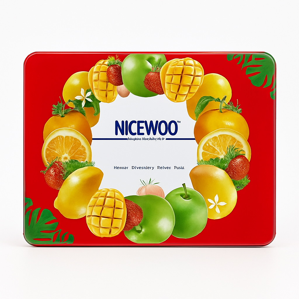 Mei Wei: Bala de Frutas Mistas Nicewoo - Nicewoo 268g - Embalagem em Fundo Branco
