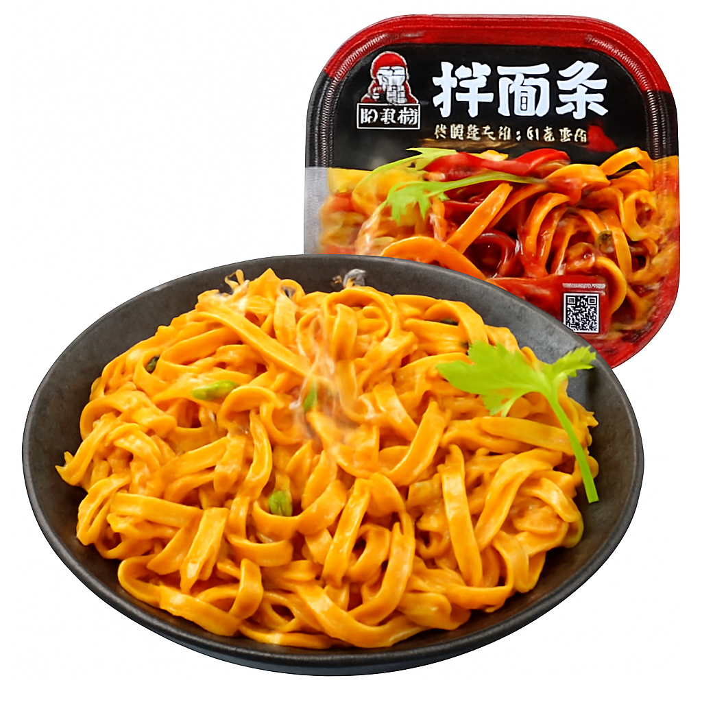 Mei Wei: Macarrão Instantâneo com Molho Picante（顾大嫂红油拌面）- Gu Da Sao 133g - Embalagem em Fundo Branco
