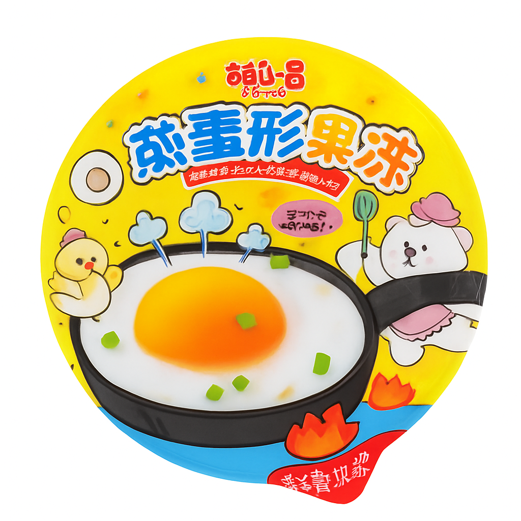 Mei Wei: Gelatina Formato Ovo Frito （煎蛋形果冻）- Mengxiaobai 1kg - Embalagem em Fundo Branco