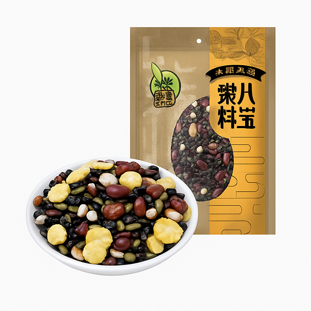 Mei Wei: Mistura para Mingau de Oito Tesouros（八宝粥料）- Heyu 400g - Embalagem em Fundo Branco