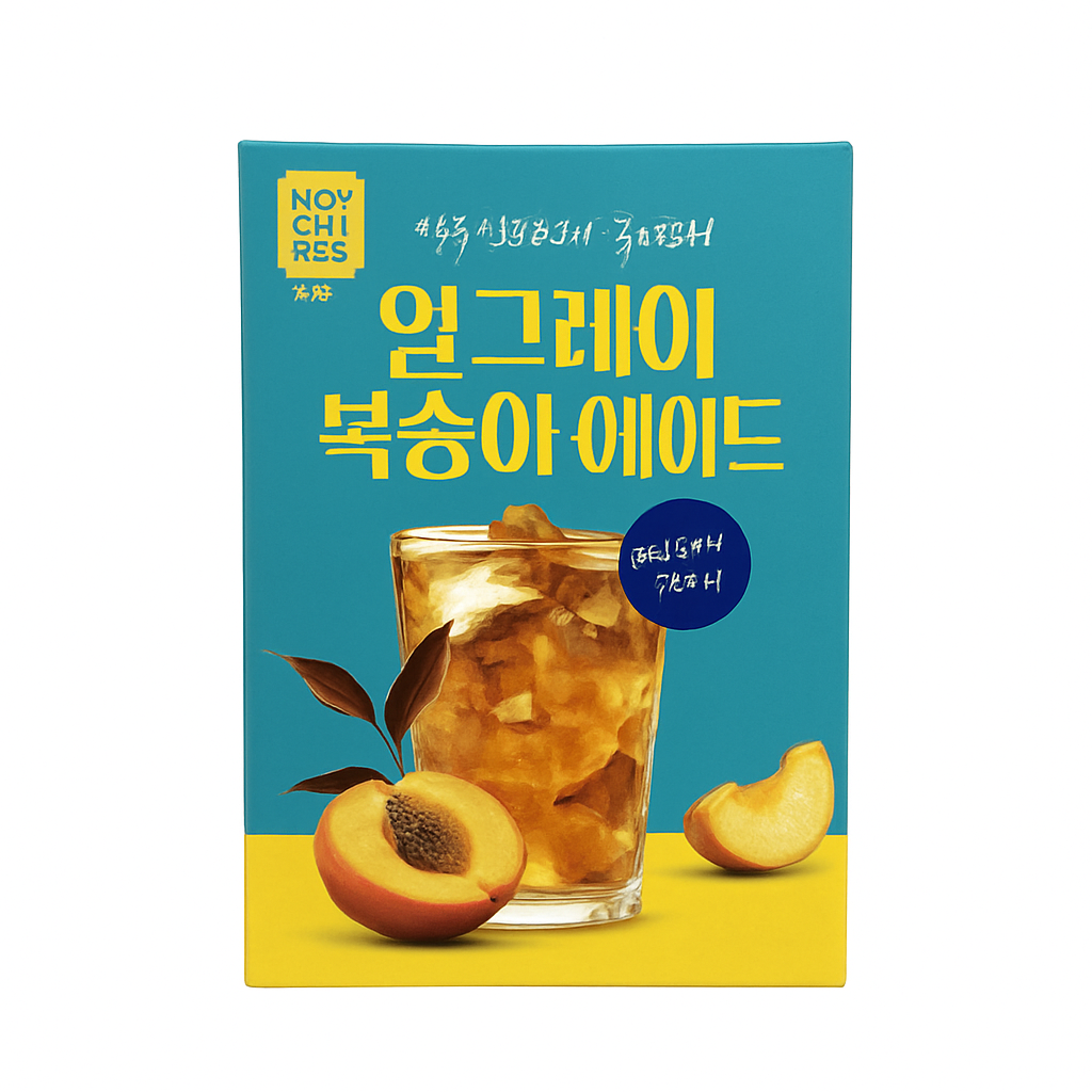 Mei Wei: Chá Earl Grey e Ade de Pêssego em Pó（얼그레이 복숭아 에이드）- Nokchawon 180g - Embalagem em Fundo Branco