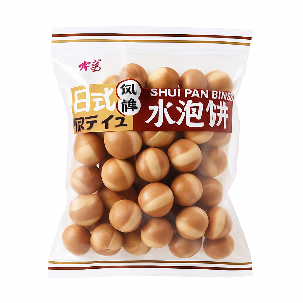 Mei Wei: Biscoito de Água Dupla Cor（梓侨记水泡饼）- Zi Qiao Ji 180g - Embalagem em Fundo Branco