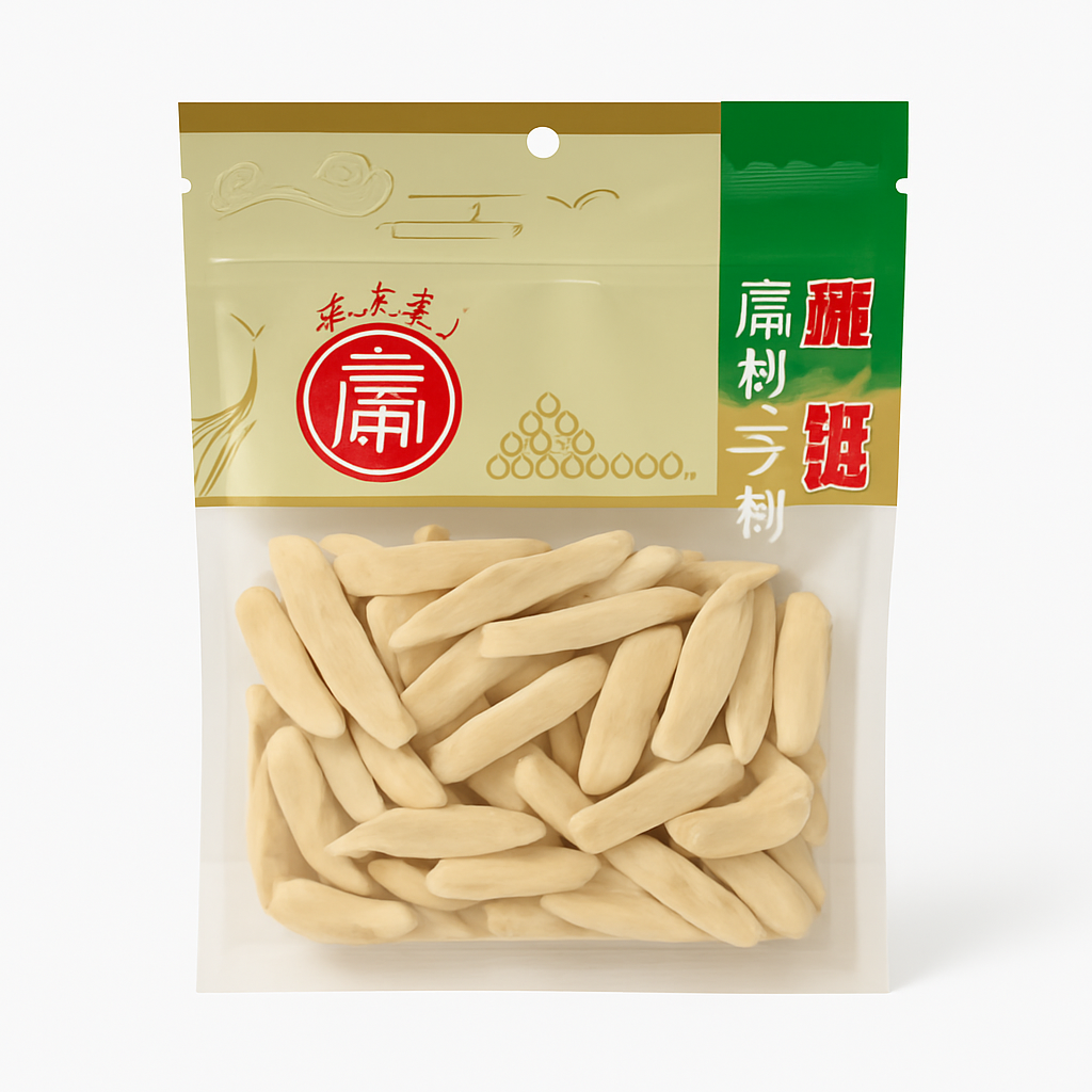 Mei Wei: Raiz de Peônia Branca（白芍）100g - Embalagem em Fundo Branco