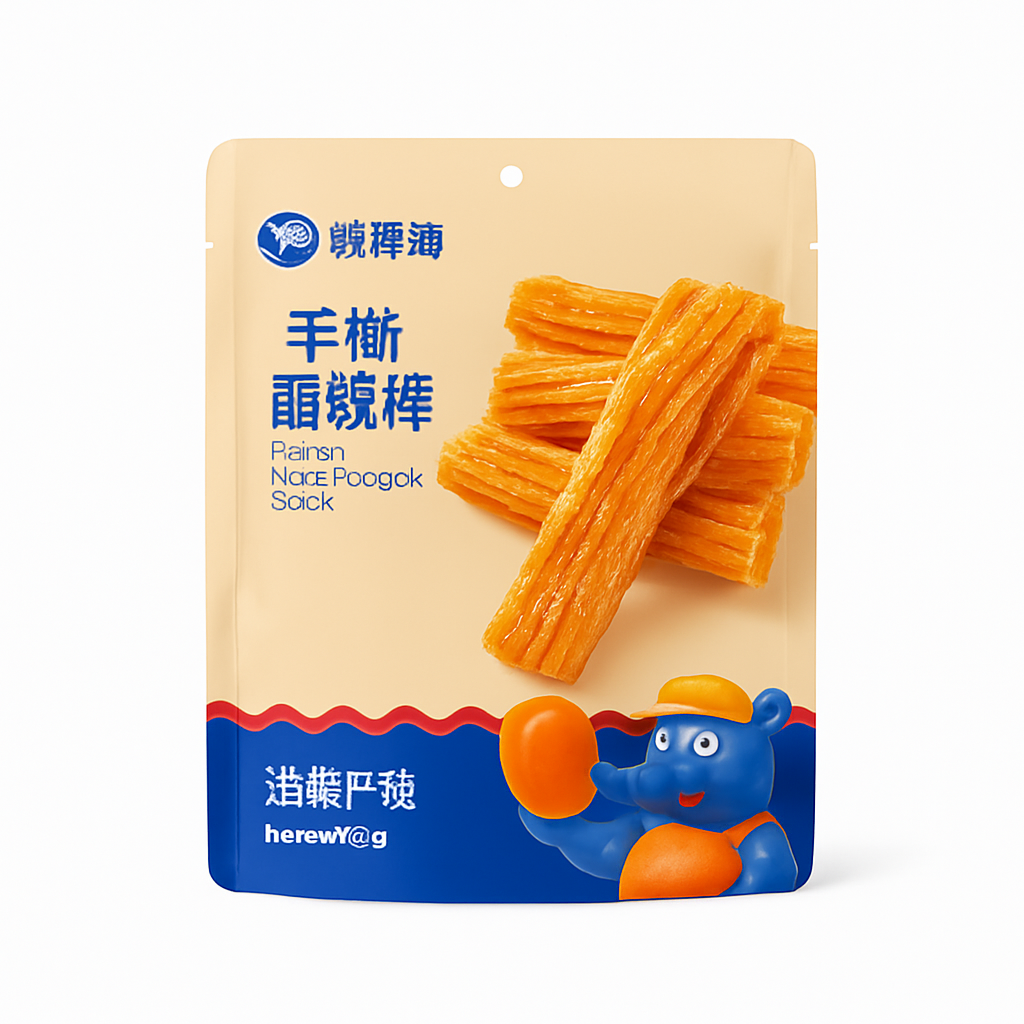 Mei Wei: Palito de Caranguejo Desfiado（渔家翁手撕蟹味棒）- Yu Jia Weng 180g Sabor Picante - Embalagem em Fundo Branco